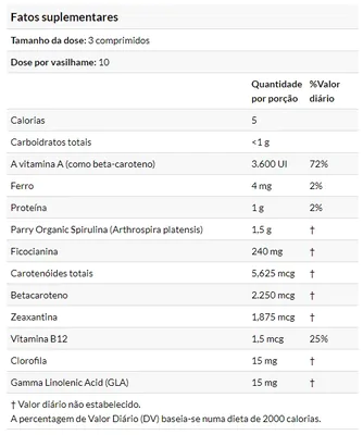 Spirulina Orgânica, 500mg, 30 comprimidos, Healthy Origins
