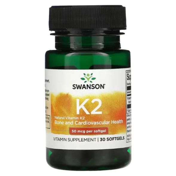 Vitamina Natural K2, 50mcg, 30 Cápsulas Softgel, Swanson