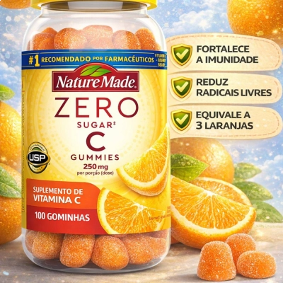 Zero Sugar, Vitamin C, 250mg, Orange Citrus, 100 Gummies, Nature Made