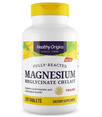 Magnésio Bisglycinate Chelate 200mg, 120 Tablets, Healthy Origins