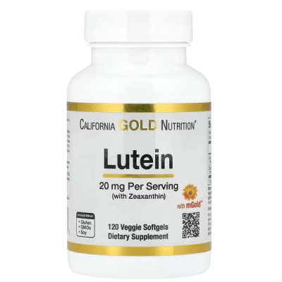 Luteína 20mg com Zeaxantina de Extrato de Calêndula, 120 Cápsulas, California Gold Nutrition
