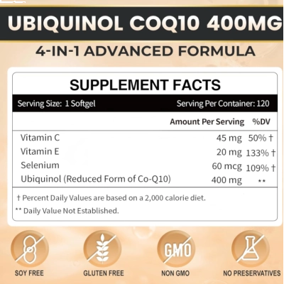 Ubiquinol CoQ10, Poderoso Antioxidante 4 em 1, mg opçoes, 120 Softgels, Zebora