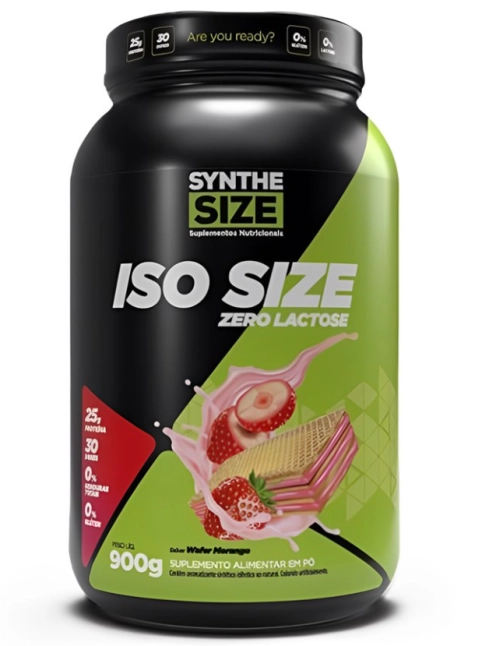Whey Protein Iso Size, Sem lactose, Sabor Wafer Morango, Synthesize