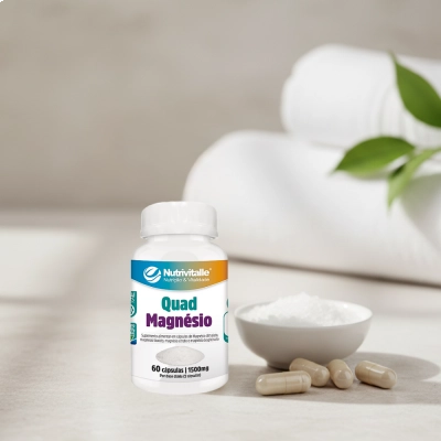 Quad Magnésio, (Dimalato, Taurato , Citrato, Bisglicinato) 1500mg,  60 Cápsulas, Nutrivitalle