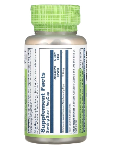 Camomila 350mg, 100 VegCaps, Solaray
