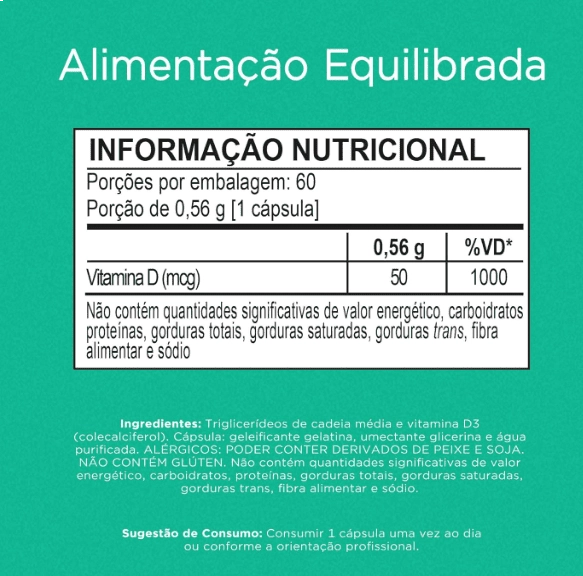 Vitamina D3 2000UI, 60 Cápsulas, Nutrify