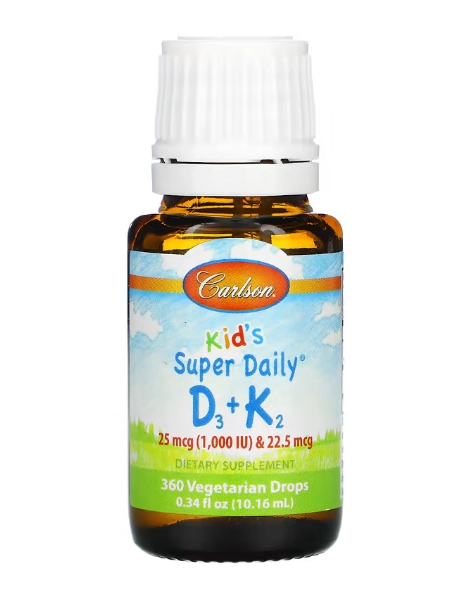 Super Daily Kid's, Vitamina D3 25mcg + K2 22,5 mcg, 10,16ml, Carlson
