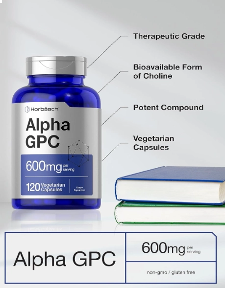 Alpha GPC 600mg, 120 Cápsulas, Horbaach
