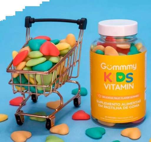 Multivitamínico para crianças, 60 Gomas Sabor Frutas Naturais, Gummy Kids