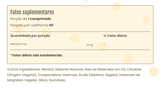 Melatonina 3mg,  60 Comprimidos de dissolução Rápida, Sundance