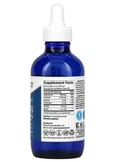 Mega-Mag, Fonte Natural de Cloreto de Magnésio e Minerais Iônicos, 400mg, 118ml, Trace Minerals