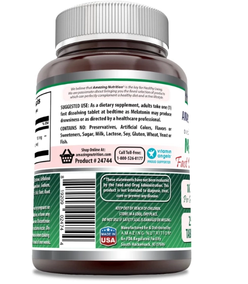 Melatonina 10mg, 250 Comprimidos Sabor Morango, Amazing Formulas