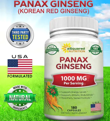 Red Korean Panax Ginseng 1000mg, 180 Cápsulas, aSquared Nutrition
