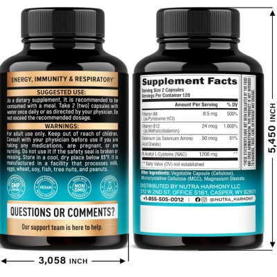 NAC 1200mg, Cápsulas Opções,Nutraharmony