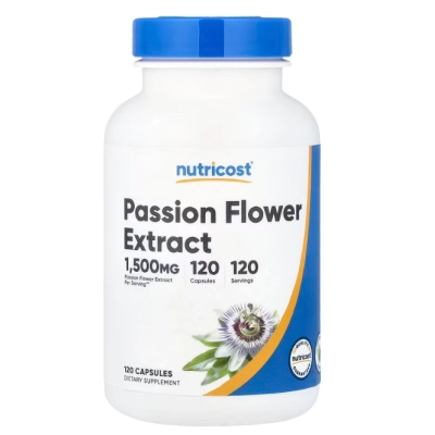 Passion Flower 1500mg,  Extrato de Flor de Maracujá, 120 Cápsulas, Nutricost