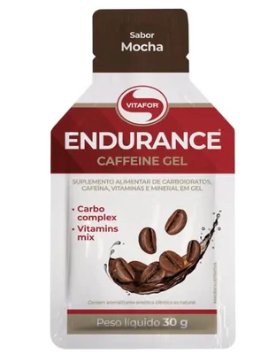 Endurance, Caffeine Gel, 12 Sachê de 30g, Sabor Mocha, Vitafor