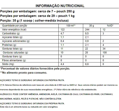  Coco Cream leite de coco em pó, 250g, Puravida