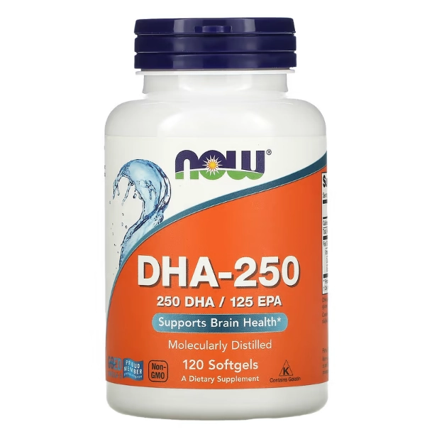DHA-250 / EPA-125 (Ácidos Graxos), 120 Cápsulas, Now