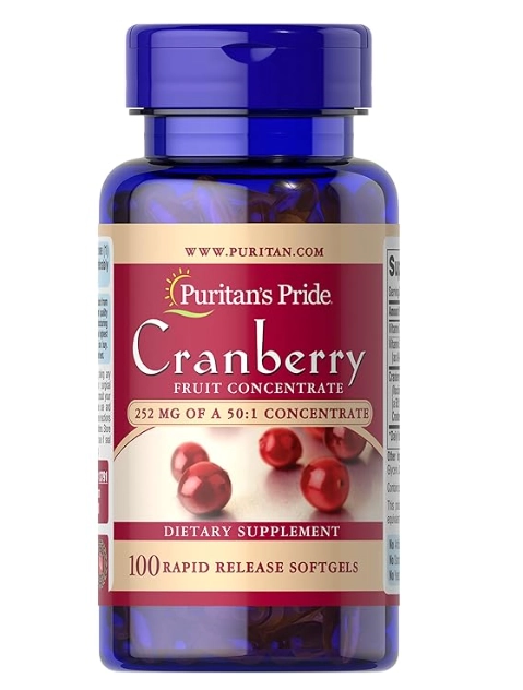Cranberry Concentrado, Força tripla, 252mg, 100  Cápsulas, Puritan's Pride