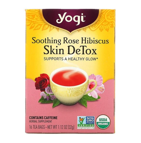 Chá ( Skin DeTox) Hibisco Rosa Calmante, 16 Saquinhos, 32g, Yogi