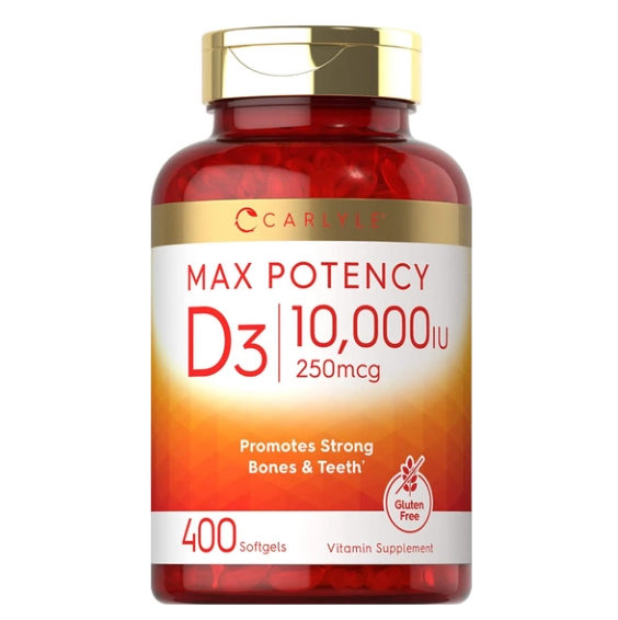 Vitamina D 10000 IU, (250mcg) 400 Cápsulas, Carlyle