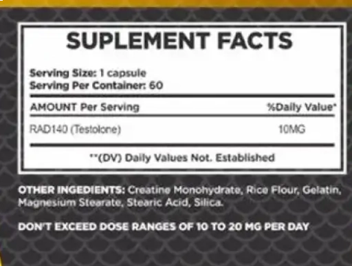 Rad Testolone 10mg, 60 Capsulas, Dragon Elite