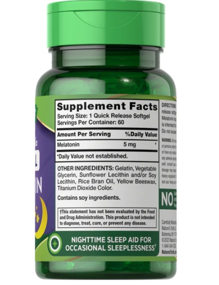 Melatonina lipossomal, 5mg, 60 cápsulas, Nature's Truth