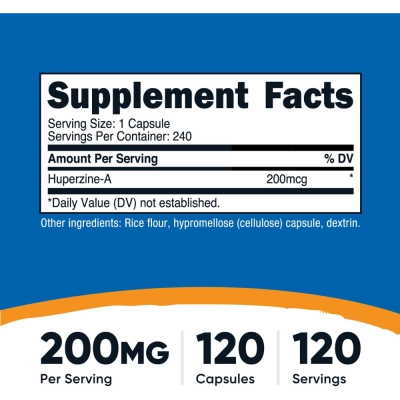 Huperzina A 200mcg, 240 Cápsulas Veganas, Nutricost