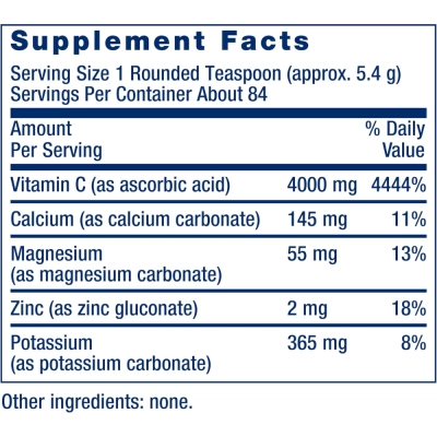 Vitamina C Tamponada em Pó, 4000mg, 454g,  Life Extension