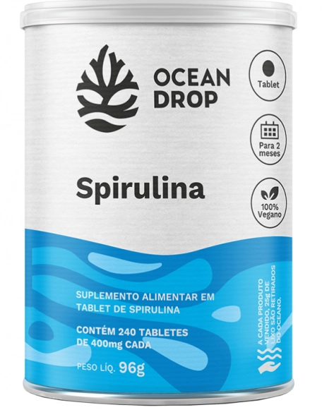 Spirulina 400mg, 240 comprimidos, Ocean Drop