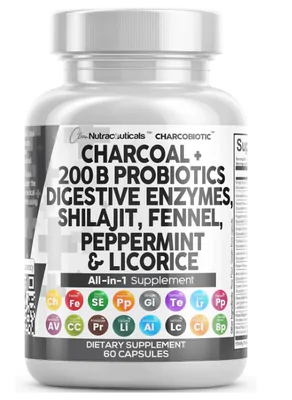 Probiótico 200B, Enzimas digestivas, Shilajit, Hortelã-pimenta, Alcaçuz, 60 Cápsulas, Clean Nutraceuticals