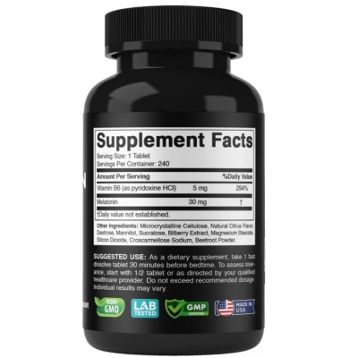 Melatonina 30mg Com Vitamina B6, 240 Comprimidos Sabor Cítrico, Vitabod