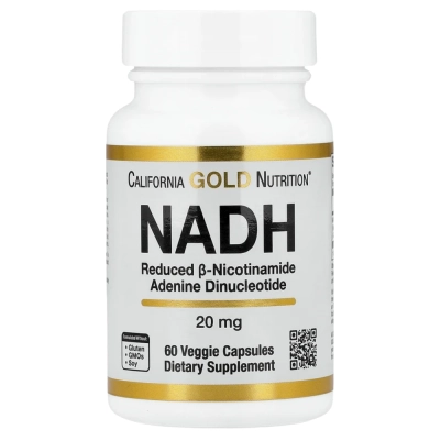 NADH 20 mg, 60 Cápsulas, California Gold Nutrition