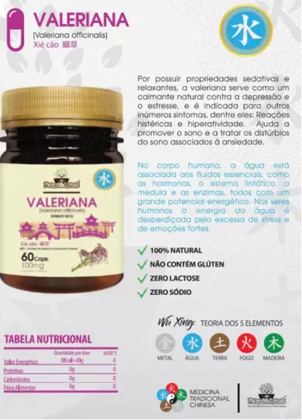 Valeriana, 200mg, 60 cápsulas, Folhas e Raízes
