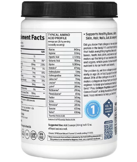 Peptídeos de Colágeno, Sem sabor, 286g, Trace Minerals