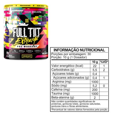 Pré-treino Full Tilt Extreme, Sabores, 300g, Iridium Labs