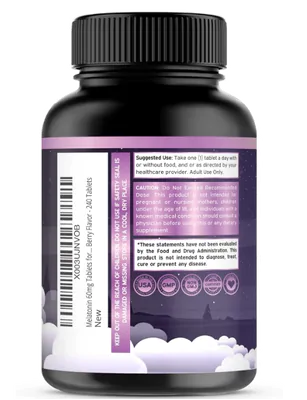 Melatonina 60mg, Maxumum Strength, 240 Tablets Sabor Misto, Dorádo