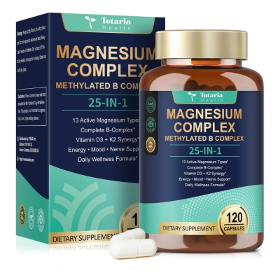 Complexo de Magnésio, Methylated B Complex, 120 Cápsulas, Totaria Health
