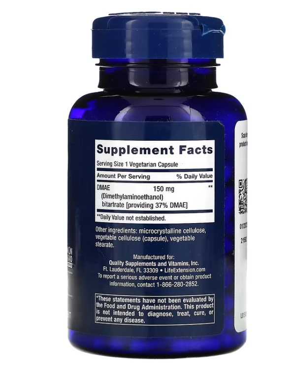 Bitartarato de DMAE, 150mg, 200 Cápsulas, Life Extension