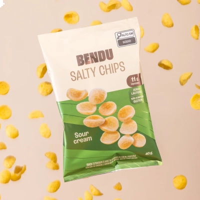 Salty Chips, 11g de Proteína, Zero Lactose, Zero Glúten, Kit com 3 Unidades, Sabores, Bendu