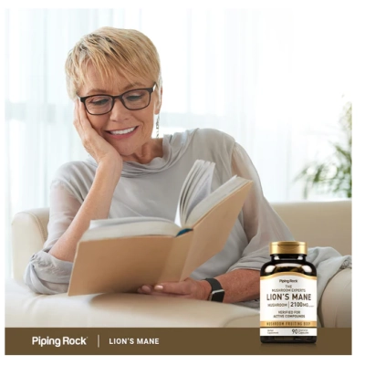 Lions Mane 2100mg, Cogumelo Juba de Leão, 90 Cápsulas, PipingRock