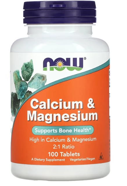 Cálcio 1000mg e Magnésio 500mg, 100 Comprimidos, Now