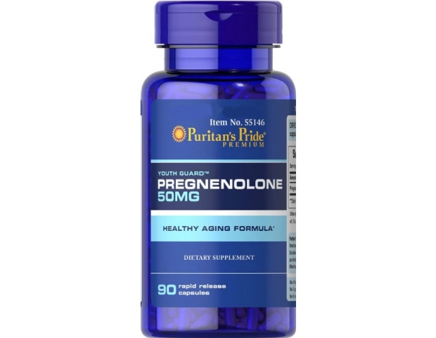 Pregnenolone (Pregnenolona), 50mg, 90 cápsulas, Puritans Pride