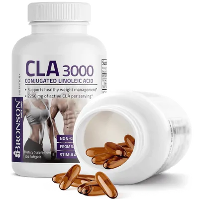 CLA 3000, Ácido Linoleico Conjugado, 3000mg, 120 Comprimidos, Bronson
