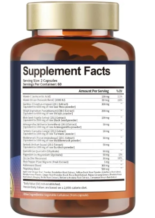 Óleo de Semente Preta, 25 em 1, Com Musgo Marinho, Shilajit, Ashwagandha e Mais, 120 cápsulas, Totaria Health