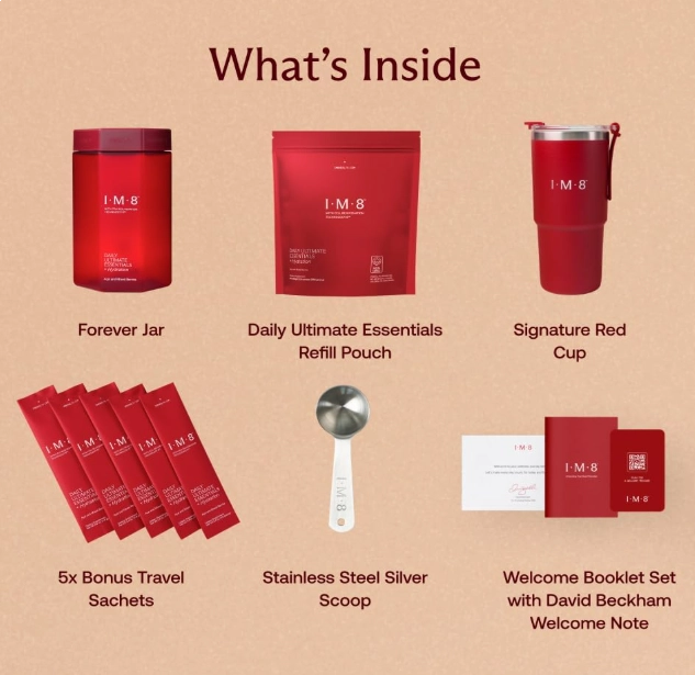 kit IM8 Daily Ultimate Essentials, Multivitamínico Multifuncional, 30 porções, Com Colher medidora e copo incluídos