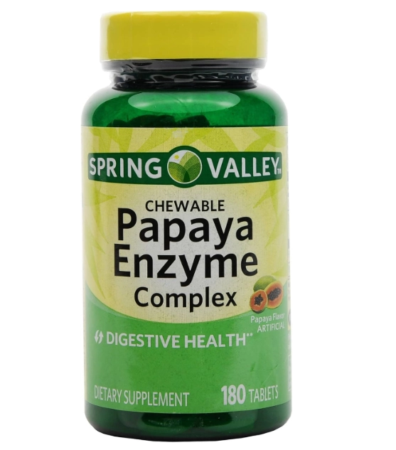 Enzima de Papaya, 180 tablets mastigáveis, Spring Valley