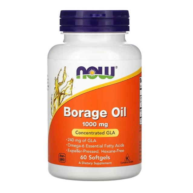 Borage Oil (Óleo de Borragem), 1000mg, 60 Cápsulas, Now