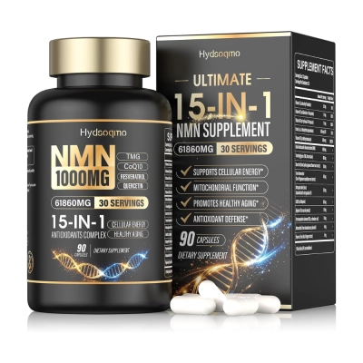 NMN Supplement, 1000mg, 15 em 1, 90 Cápsulas, Hydsoqmo
