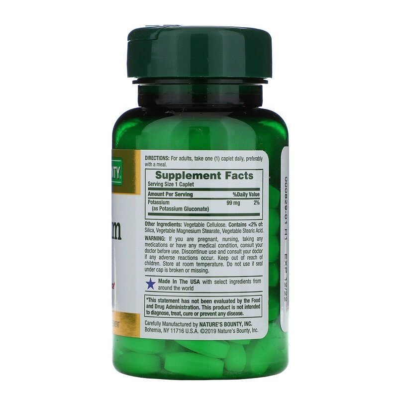Potássio (Potassium)  99 mg, 100 Cápsulas, Natures Bounty